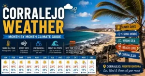 Corralejo weather sunny windy beach Fuerteventura