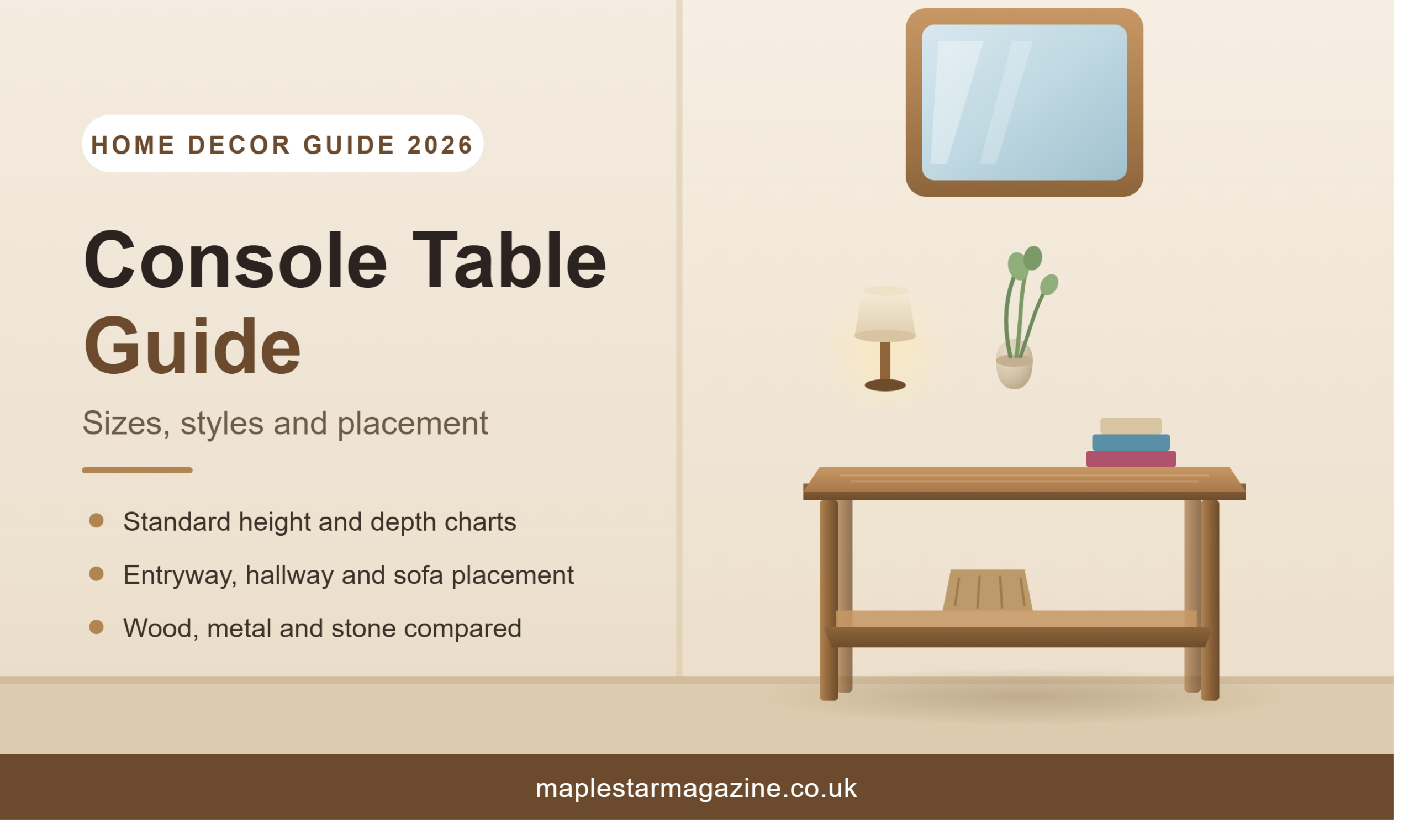 Console table guide 2026 covering sizes styles and placement at maplestarmagazine.co.uk