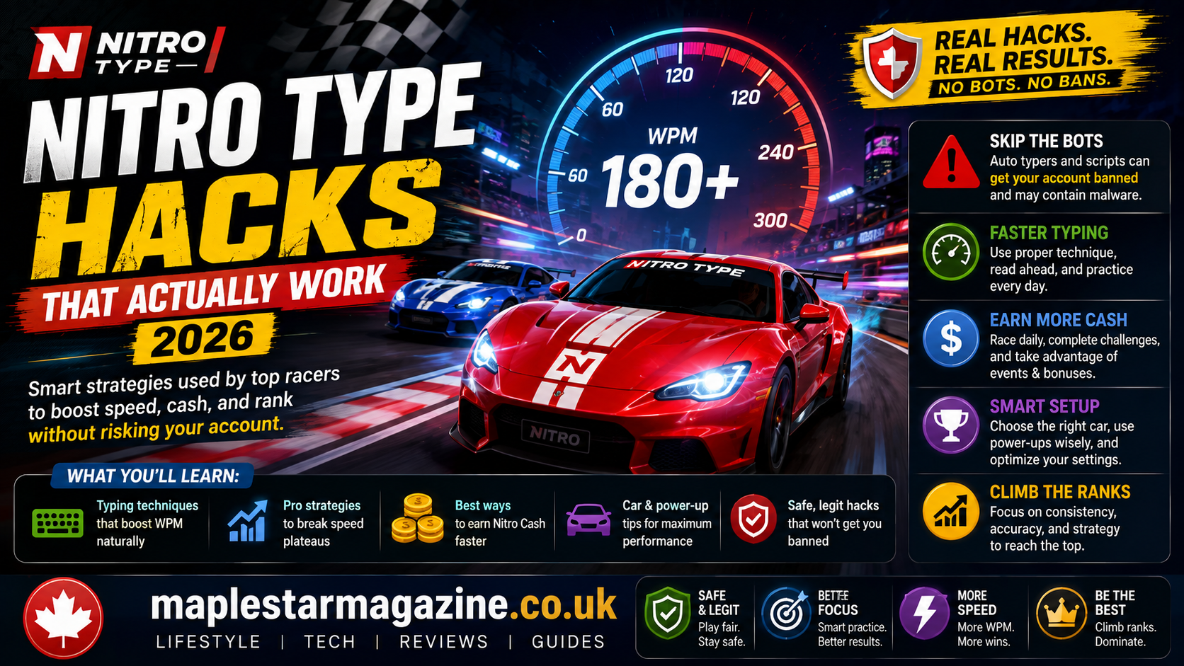 Nitro Type hacks for faster typing and racing