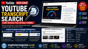 YouTube transcript search using the built-in transcript panel